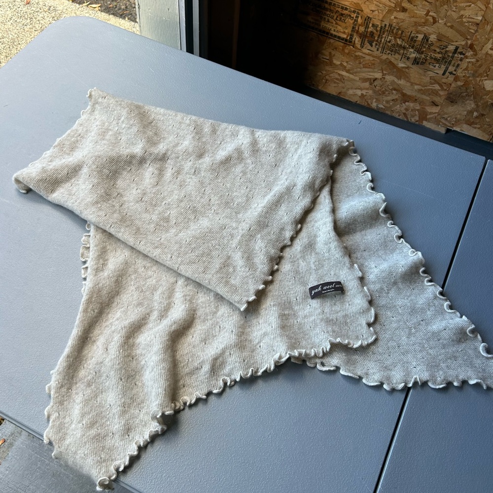 Yak wool new  Beige Scarf with Textured Edges